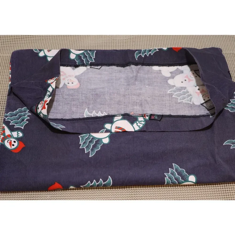 Pillowcase Handmade Corduroy Cover Blue Winter Christmas Snowman Standard